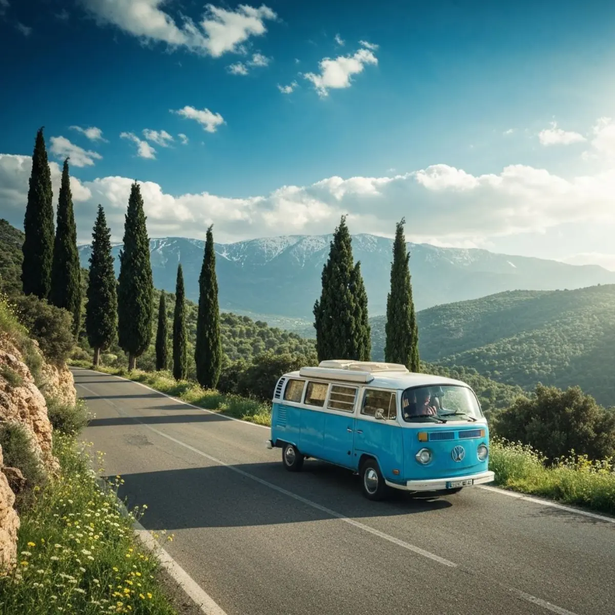 Van on Mountain Road